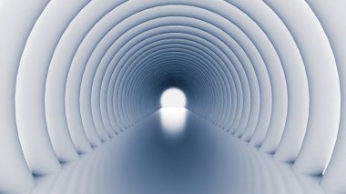 Beyaz tünel ve ışık. 3d illüstrasyon, 3d canlandırma.