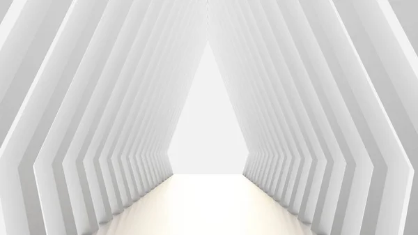 Weißer Tunnel und Licht. 3D Illustration, 3D Rendering. — Stockfoto