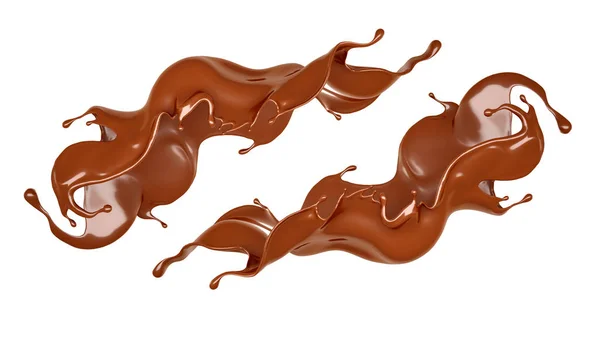 Schizzo di cioccolato su fondo bianco. Illustrazione 3D, 3d r — Foto Stock