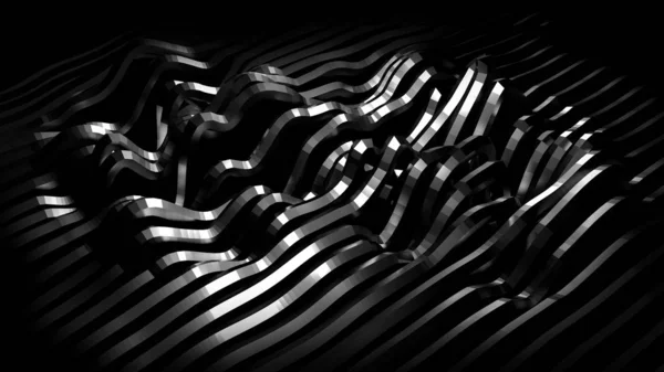 Czarny stylowy metaliczny czarny tło z linii i fal. 3d — Zdjęcie stockowe