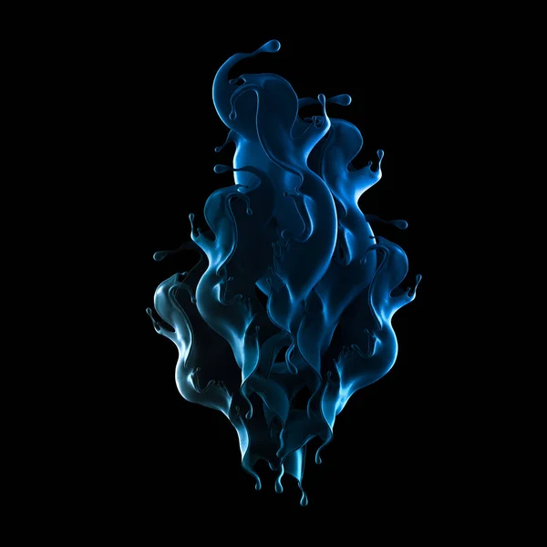 Beautiful mysterious liquid splash, isolated black. 3d illustration, 3d rendering. — Stock Photo, Image