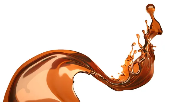 Terisolasi cola splash pada latar belakang putih. Ilustrasi 3d, render 3d . — Stok Foto