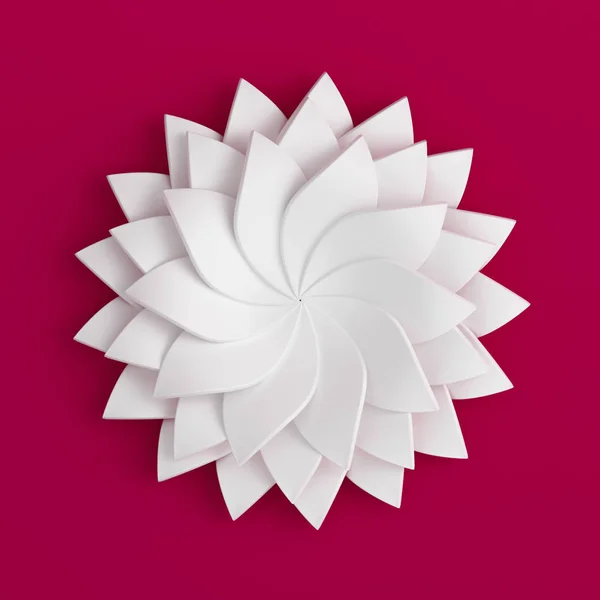 Красивый, элегантный бумажный цветок в стиле ручной работы на белой стене. 3D иллюстрация, 3D рендеринг . — стоковое фото