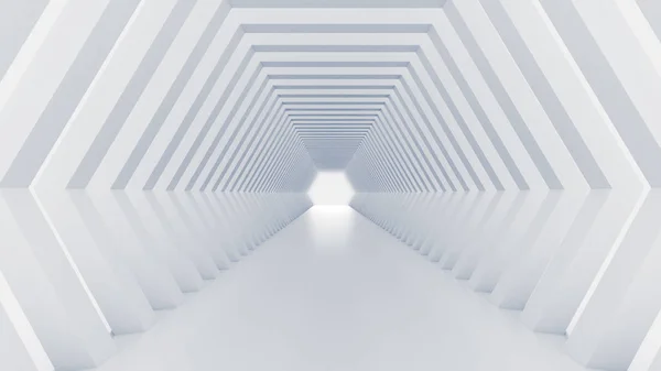 Weißer Tunnel und Licht. 3D Illustration, 3D Rendering. — Stockfoto