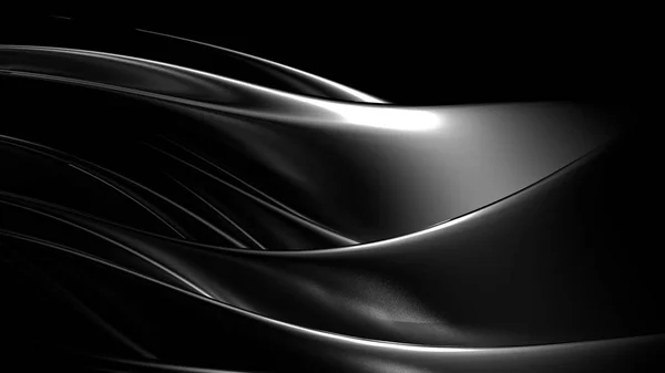 단조 로움, 은색, 그리고 선 이 있는 검은 배경. 3D 삽화 — 스톡 사진