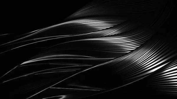 Fondo negro con cortinas, plata y líneas. ilustración 3d — Foto de Stock