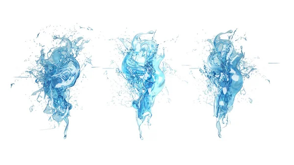 Kawałek wody na białym tle odizolowany. Ilustracja 3D, renderowanie 3D. — Zdjęcie stockowe