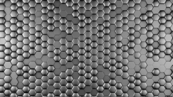 Silver black metallic background with hexagons. 3d illustration,