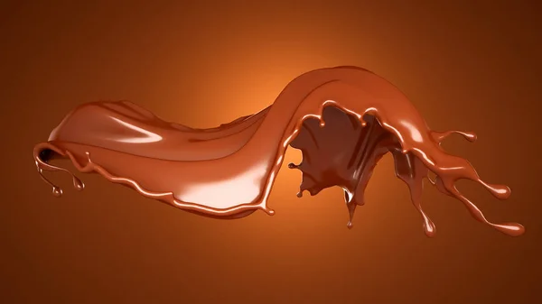 Bello sfondo marrone con una spruzzata di cioccolato. Illustrazione 3d, rendering 3d . — Foto Stock