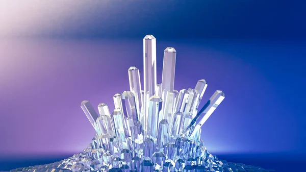 Vacker bakgrund med kristaller. 3D-illustration, 3D-renderin — Stockfoto