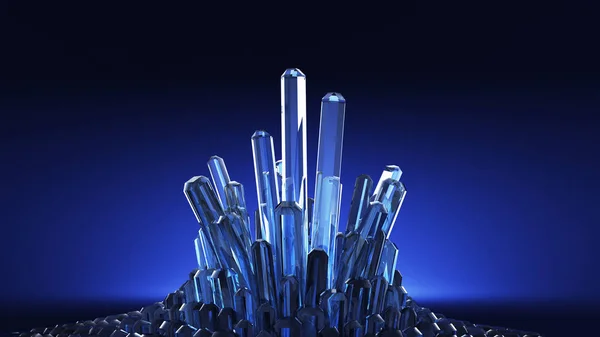 Bellissimo sfondo con cristalli. Illustrazione 3d, rendering 3d — Foto Stock