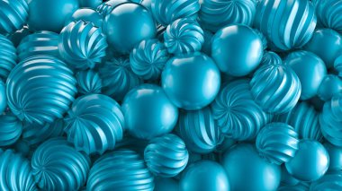 Toplarla birlikte kutlama arka planı. 3d illüstrasyon, 3d canlandırma.