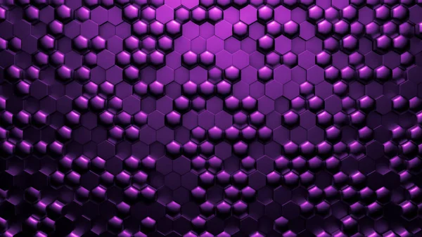 紫色黑色金属背景，六边形。 3D说明，3D渲染. — 图库照片