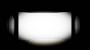 İçi bomboş, kasvetli bir karanlık. 3d illüstrasyon, 3d canlandırma.