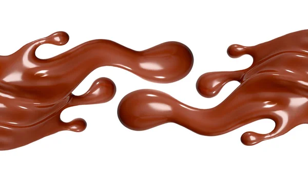 Splash de chocolate em um fundo branco. ilustração 3d, 3d r — Fotografia de Stock