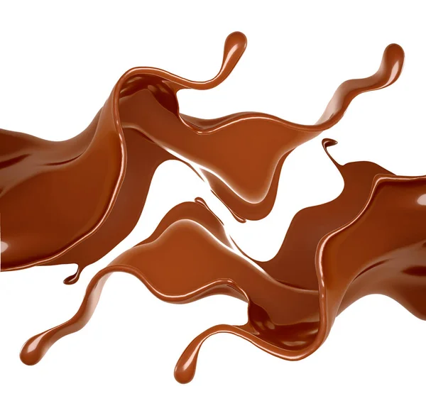 Kawałek czekolady na białym tle. Ilustracja 3d, 3d r — Zdjęcie stockowe