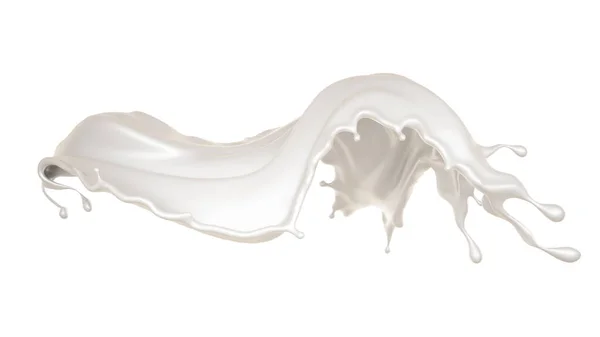 Isolated splash of milk. 3d illustration, 3d rendering. — Stock Photo, Image
