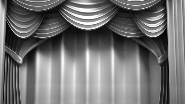 Beautiful, abstract background with curtain fabric, drape, pedestal, banner, frame. 3d illustration, 3d rendering. — Stock Photo, Image