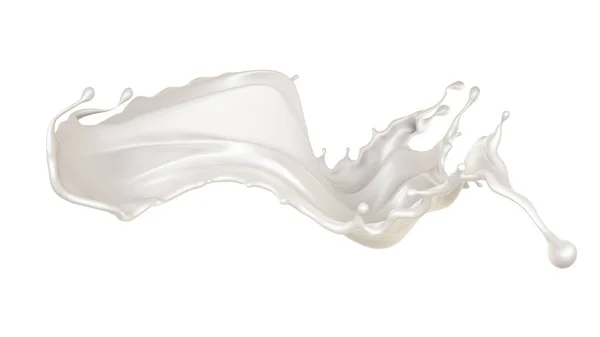 İzole splash süt. 3D Resim, 3d render. — Stok fotoğraf