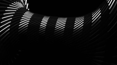 Siyah arkaplan, kumaşlar, gümüş ve çizgiler. 3d illüstrasyon