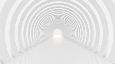 Beyaz tünel ve ışık. 3d illüstrasyon, 3d canlandırma.
