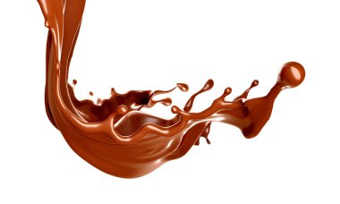 Beyaz arka planda çikolata lekesi. 3d illüstrasyon, 3d canlandırma.