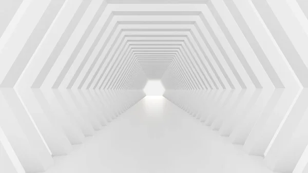 Weißer Tunnel und Licht. 3D Illustration, 3D Rendering. — Stockfoto