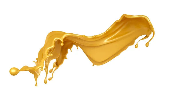 Geïsoleerde splash van karamel. 3D illustratie, 3D-rendering. — Stockfoto