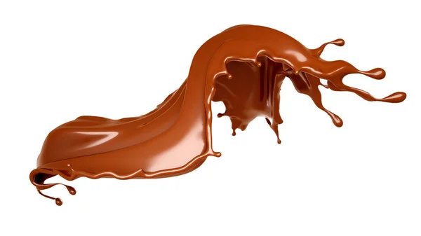 Всплеск шоколада изолирован на белом фоне. 3D иллюстрация, 3D рендеринг . — стоковое фото