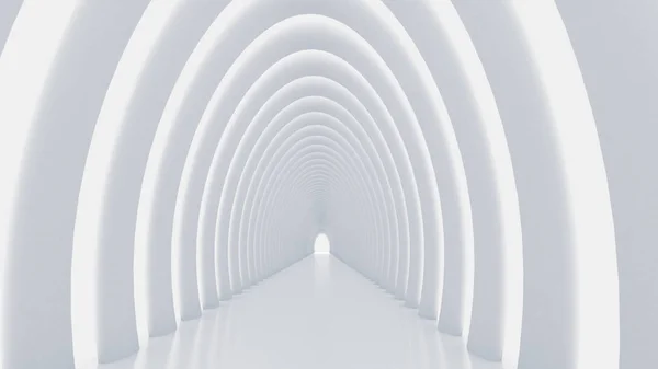 Bílý tunel a světlo. 3D ilustrace, 3D vykreslování. — Stock fotografie