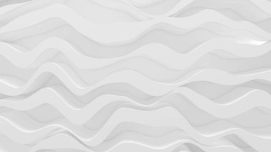 Beyaz dalga arka planı. 3d illüstrasyon, 3d canlandırma.