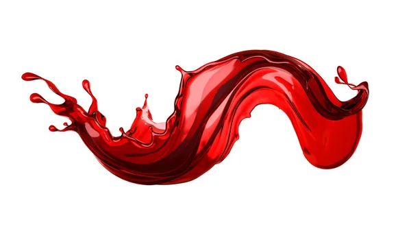 Beyaz bir arka planda ıssız şarap sıçraması. 3d illüstrasyon, 3d canlandırma.