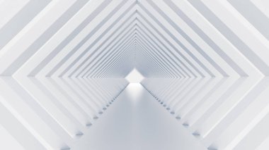 Beyaz tünel ve ışık. 3d illüstrasyon, 3d canlandırma.