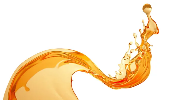Isolated splash of orange juice. 3d illustration, 3d rendering. — Stock Photo, Image