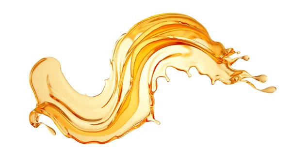 Isolated splash of orange juice. 3d illustration, 3d rendering. — Stock Photo, Image