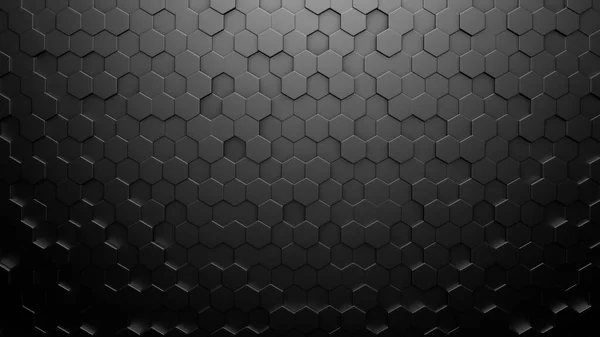 Silver black metallic background with hexagons. 3d illustration,