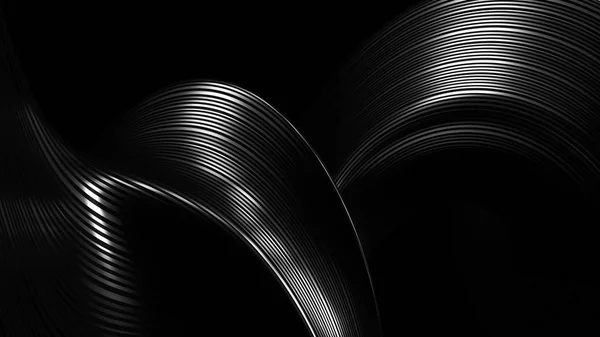 Fondo negro con cortinas, plata y líneas. ilustración 3d — Foto de Stock