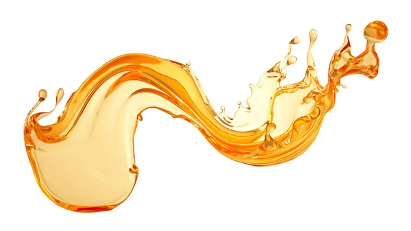 Isolerade skvätt apelsinjuice. 3D illustration, 3d-rendering. — Stockfoto