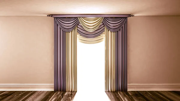 Curtains. 3d illustration, 3d rendering. — Stock Photo, Image