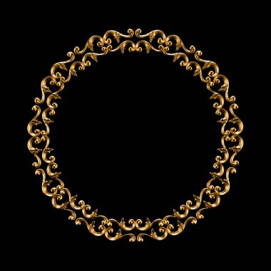 Altın, gümüş süsleme unsuru, duvar konsepti sıva, iç mimari desen. 3d illüstrasyon, 3d canlandırma.