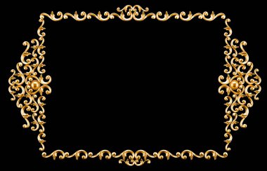 Altın, gümüş süsleme unsuru, duvar konsepti sıva, iç mimari desen. 3d illüstrasyon, 3d canlandırma.