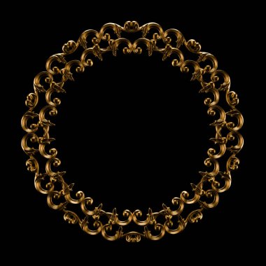 Altın, gümüş süsleme unsuru, duvar konsepti sıva, iç mimari desen. 3d illüstrasyon, 3d canlandırma.