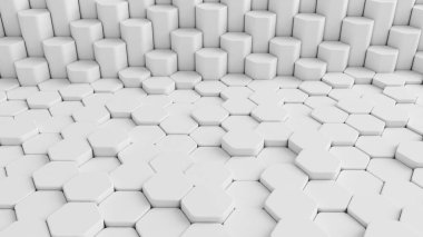 Bal petekleri ile beyaz arka plan. 3d illüstrasyon, 3d canlandırma.