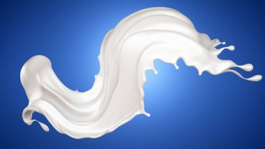 Sütlü güzel mavi arka plan. 3d illüstrasyon, 3d canlandırma.