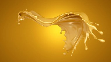 Güzel sarı arka plan ve biraz karamel. 3d illüstrasyon, 3d canlandırma.