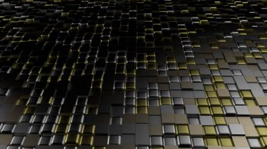 Altılı altın siyah metalik arka plan. 3d illüstrasyon, 3d canlandırma.