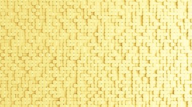 Geometrik elementlerle sarı arkaplan. 3d illüstrasyon, 3d canlandırma.