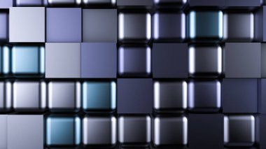 Altıgenli mavi metalik arka plan. 3d illüstrasyon, 3d canlandırma.