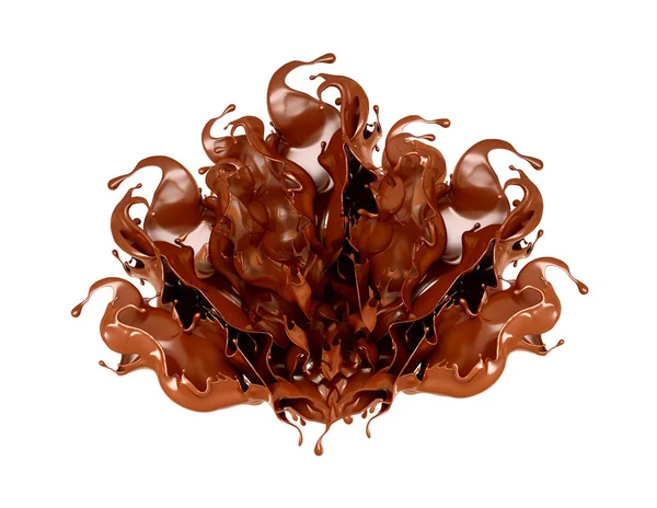 Un soupçon de chocolat sur fond blanc. Illustration 3d, 3d — Photo