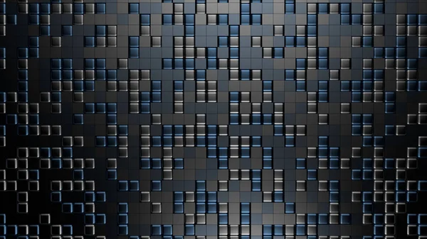Niebieski czarny metaliczne tło z sześciokątów. Ilustracja 3D, 3 — Zdjęcie stockowe